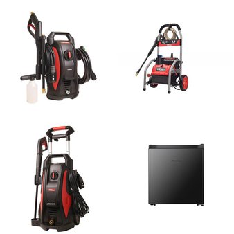 Pallet – 18 Pcs – Pressure Washers, Bar Refrigerators & Water Coolers, Freezers – Customer Returns – Hyper Tough, Sun Joe, Frigidaire, HISENSE
