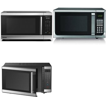 Pallet – 19 Pcs – Microwaves – Damaged / Missing Parts / Tested NOT WORKING – Hamilton Beach, Toshiba