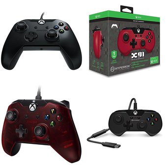 14 Pcs – Microsoft Xbox Controllers – Refurbished (GRADE A) – Models: 048-082-NA-RD, 048-082-NA-BK, M01628-RD, X91 Wired Gaming Controller