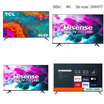 1 Pallet – 11 Pcs – TVs – Tested Not Working (Cracked Display) – TCL, HISENSE, onn., RCA