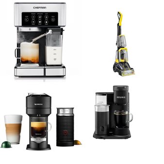 Pallet – 19 Pcs – Vacuums, Single Cup Brewers – Open Box Customer Returns – Bissell, Hoover, Chefman, Rubbermaid
