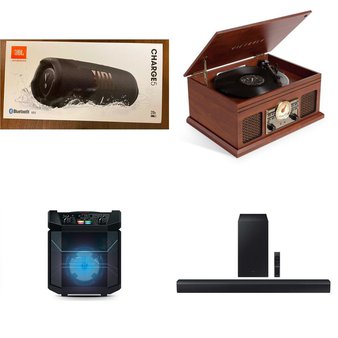 CLEARANCE! 2 Pallets – 80 Pcs – Portable Speakers, Accessories, Speakers, Receivers, CD Players, Turntables – Customer Returns – Onn, onn., GE, SANUS