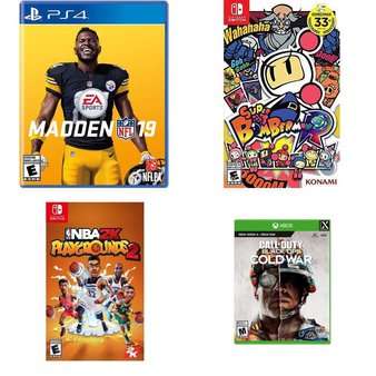 19 Pcs – Video Games – New – Madden NFL 19 (PS4), NBA 2K: Playgrounds 2, Super Bomberman R – Nintendo Switch, Madden NFL 20 (XB1)