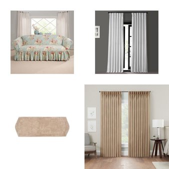Pallet – 216 Pcs – Rugs & Mats, Curtains & Window Coverings, Bath, Sheets, Pillowcases & Bed Skirts – Mixed Conditions – Unmanifested Home, Window, and Rugs, Sun Zero, Madison Park, Eclipse