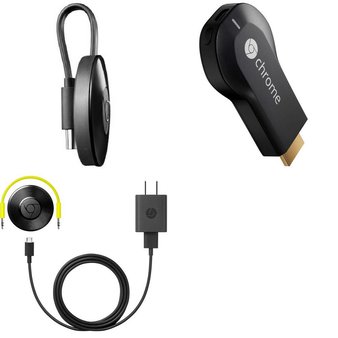 21 Pcs – Refurbished Google Chromecast Streaming Media Players (GRADE A, GRADE B) – Models: NC2-6A5, RUX-J42, 86002596-01