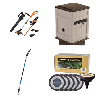 CLEARANCE! Pallet – 5 Pcs – Unsorted, Patio & Outdoor Lighting / Decor, Other, Hedge Clippers & Chainsaws – Customer Returns – Mm, Suncast, Hart, Worx