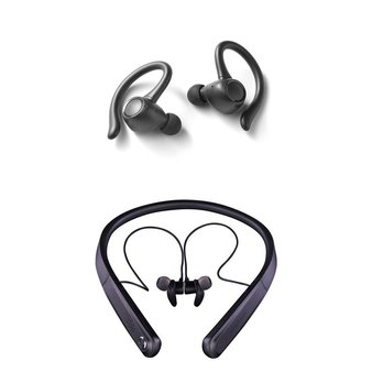 40 Pcs – Blackweb Headphones & Portable Speakers – Refurbished (GRADE B) – Models: BWD19AAH06, Wireless Bluetooth Neckband Earbuds, Black