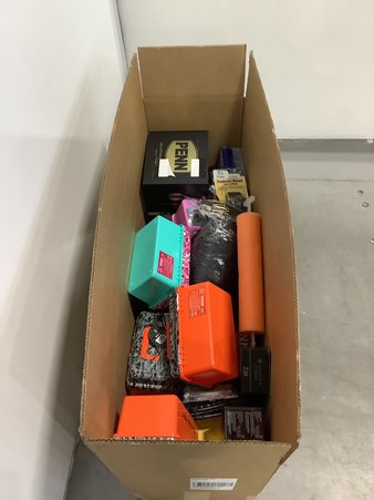 Box – 138 Pcs – Fishing & Wildlife – Untested Customer Returns – Worden’s, Berkley PowerBait, Z-Man, Rapala
