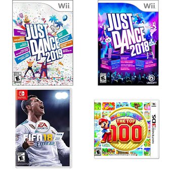 128 Pcs – Nintendo Video Games – New, Used – Just Dance 2019 Wii (Nintendo), FIFA 18 Standard Edition (NSW), Just Dance 2018 (Wii), Mario Party: The Top 100 (N3DS)