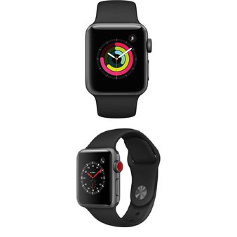 100 Pcs – Apple Watch Gen 3 Series 3 38mm Space Gray Aluminum – Black Sport Band MTF02LL/A, Apple Watch Gen 3 Series 3 Cell 38mm Space Gray Aluminum – Black Sport Band MTGH2LL/A – Refurbished (GRADE A)