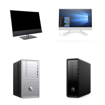 6 Pcs – Desktop & All-In-One Computers – Salvage – HP, SkyTech, DELL