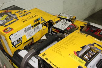 3 Pallets – 130 Pcs – Power, Power Tools, Automotive Accessories, Mowers – Customer Returns – EverStart, Stanley, Murray, Hyper Tough