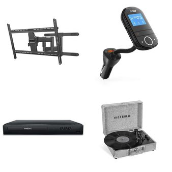 CLEARANCE!2 Pallets – 155 Pcs – DVD & Blu-ray Players, Accessories, Speakers, Receivers, CD Players, Turntables – Customer Returns – Packed Party, onn., Sanus VuePoint, Philips