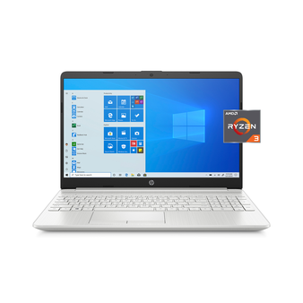 HP 15-gw0010wm 15, AMD Ryzen 3 3250U, 4GB SDRAM, 1TB HDD + 128GB SSD, Natural Silver, Windows 10 or higher – Certified Refurbished