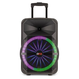 QFX PBX-1211 Portable Bluetooth Speaker, LED Lighting, Microphone, 12-Inches, Black – Certified Refurbished