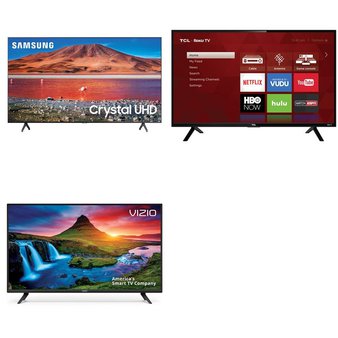 3 Pcs – LED/LCD TVs – Refurbished (GRADE C, GRADE D) – VIZIO, TCL, Samsung