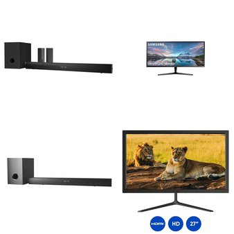 FLASH SALE! 4 Pallets – 98 Pcs – Speakers, Monitors, DVD & Blu-ray Players, Receivers, CD Players, Turntables – Customer Returns – Onn, onn., Samsung, LG