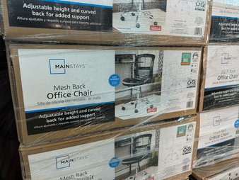 32 Pcs – Mainstays MS55-018-039-23 Vinyl and Mesh Task Office Chair, Black – Brand New