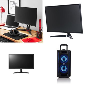 Pallet – 41 Pcs – Monitors, Portable Speakers – Damaged / Missing Parts / Tested NOT WORKING – Onn, LG, HP, onn.