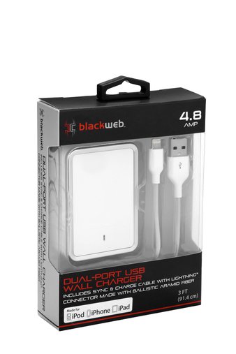 96 Pcs – Blackweb BWA18WI047 Wall Charger 4.8a White – Like New – Retail Ready