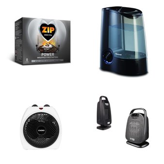 Pallet – 69 Pcs – Heaters, Fireplaces, Humidifiers / De-Humidifiers – Customer Returns – Mainstays, Zip, HomeTrends, Cuori