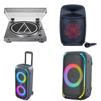 Pallet – 29 Pcs – Speakers, Portable Speakers, CD Players, Turntables, Accessories – Customer Returns – onn., Audio-Technica, GE, Mediasonic