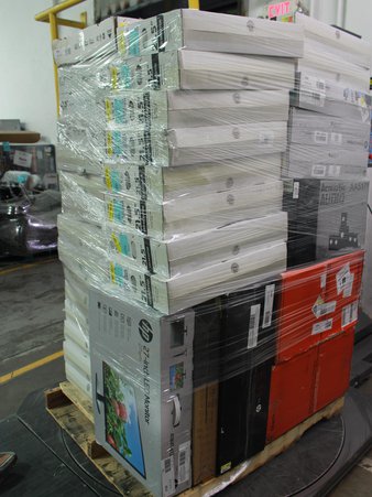 Pallet – 63 Pcs – Computer Monitors – Customer Returns – Onn, HP, Cyber Acoustics