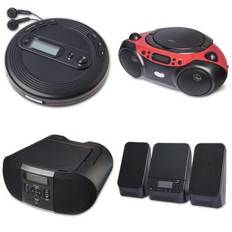 CLEARANCE! 12 Pallets – 1071 Pcs – Accessories, Boombox, Speakers, Receivers, CD Players, Turntables – Customer Returns – onn., Onn, One For All, CROSLEY