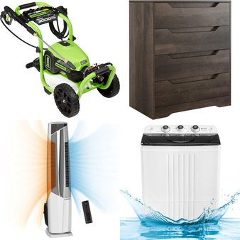 Pallet – 12 Pcs – Unsorted, Lighting & Light Fixtures, Pressure Washers, Bedroom – Customer Returns – Homfa, Garwarm, GreenWorks, Ktaxon