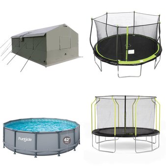 Pallet – 8 Pcs – Trampolines, Pools & Water Fun – Damaged / Missing Parts / Tested NOT WORKING – Plum Play, Funsicle, Cosco, Ozark