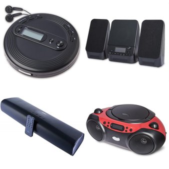 Pallet – 83 Pcs – Accessories, Speakers, Receivers, CD Players, Turntables – Customer Returns – onn., Onn, One For All, GE