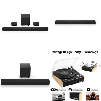 Pallet – 22 Pcs – Speakers, Accessories, CD Players, Turntables – Customer Returns – VIZIO, onn., Monster, Victrola