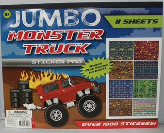 36 Pcs – Horizon Group Jumbo Monster Truck Sticker Pad – New – Retail Ready