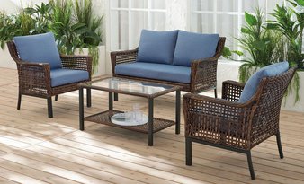 Pallet – Hometrends LG2090-4PC BL Belmont Conversation Set, Blue – Customer Returns – HomeTrends