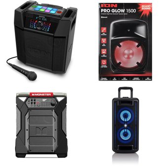 6 Pcs – Ion, onn., ION Audio, Monster Headphones & Portable Speakers – Refurbished (GRADE A, GRADE B) – Models: Explorer FX High-Power Bluetooth Speaker, 100008736, iPA114, MNRR270