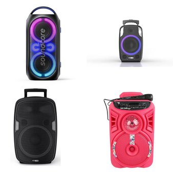 Pallet – 13 Pcs – Speakers, Unsorted – Open Box Customer Returns – Altec Lansing, JUSTICE, Soundcore, THE SINGING MACHINE