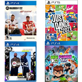 110 Pcs – Sony Video Games – Used, Like New, Open Box Like New, New – UFC 4 (PS4), Just Dance 2021 (PS5), Madden NFL 22: MVP Edition (PlayStation 4), Ben 10 Power Trip, PlayStation 4