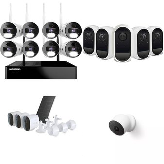 Pallet – 62 Pcs – Security & Surveillance, Networking – Damaged / Missing Parts / Tested NOT WORKING – Night Owl, Roo, Arlo, ARLO ESSENTIAL