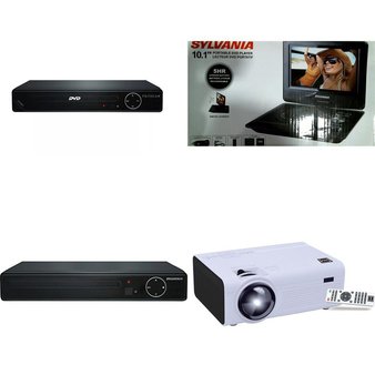 Pallet – 111 Pcs – DVD & Blu-ray Players, Projector, Boombox, Audio Headsets – Customer Returns – SYLVANIA, PROSCAN, RCA, VTECH