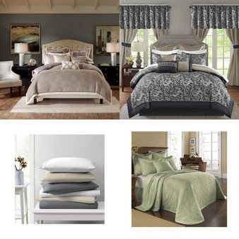 CLEARANCE! 6 Pallets – 711 Pcs – Rugs & Mats, Curtains & Window Coverings, Blankets, Throws & Quilts, Bedding Sets – Mixed Conditions – Unmanifested Home, Window, and Rugs, Fieldcrest, Regal Home Collections, Inc., Unmanifested Bedding