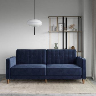 Pallet – Dorel Home Products 2164659 Pin Tufted Transitional Futon, Blue Velvet – Open Box Customer Returns – Dorel Home Products