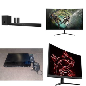Pallet – 43 Pcs – DVD & Blu-ray Players, Speakers, Monitors, Audio Headsets – Damaged / Missing Parts / Tested NOT WORKING – Sony, LG, Onn, Microsoft