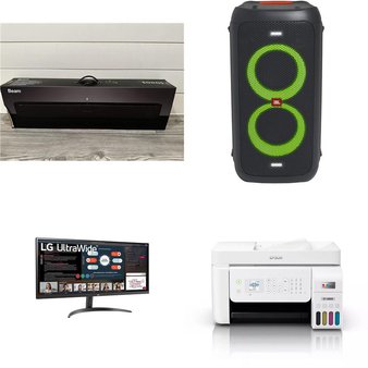 Pallet – 61 Pcs – Projector, Speakers, Stereos, Vacuums – Customer Returns – HP, onn., Pioneer, Tineco